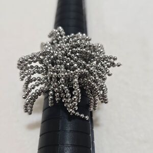Silver Beaded Pom Pom Ring